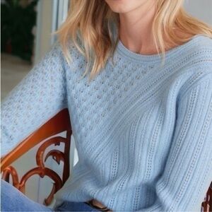 Soft surroundings 100% cashmere Charlotte sweater in cerulean size 2X